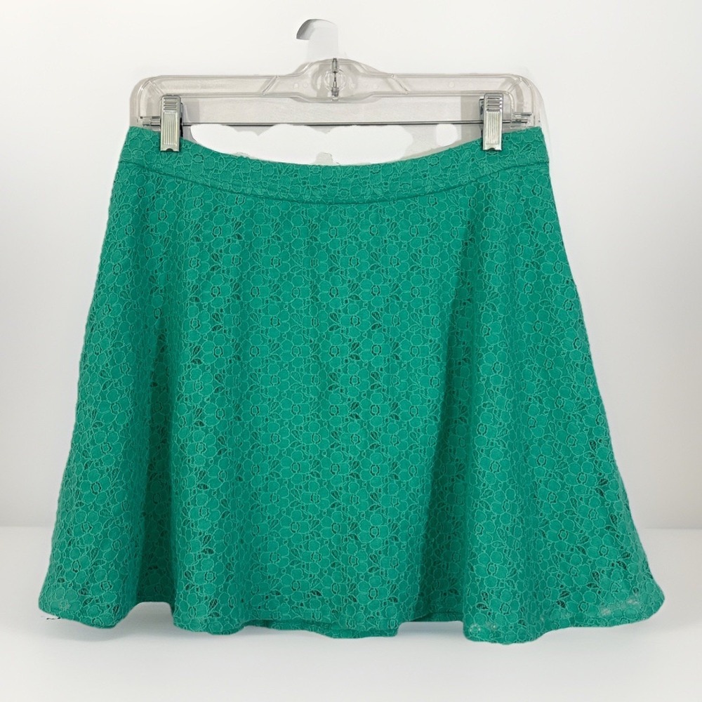 L'Amour Nanette Lepore Sea-foam Green Floral Lace Skater Skirt Mini Lined Flare‎